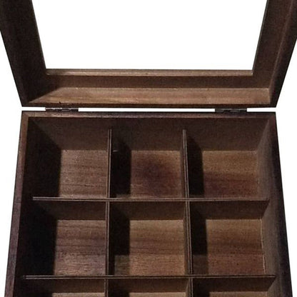 BowLift | Large Grid Caddy Wood Tea Storage box