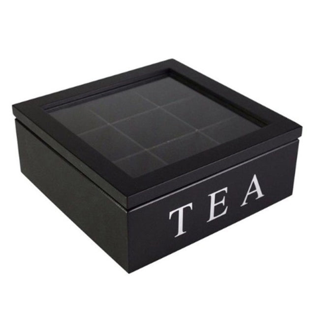 BowLift | Large Grid Caddy Wood Tea Storage Box