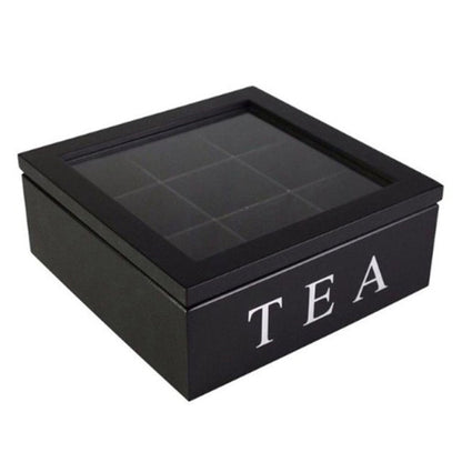 BowLift | Large Grid Caddy Wood Tea Storage Box