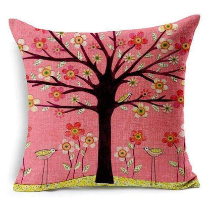 Kalsten | Floral Animal Tree of Life Bird Back Home Decorative Throw Pillow Cover