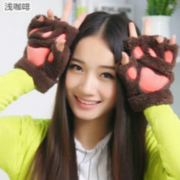 BowLift | Ladies Winter Fingerless Bear Paw Gloves