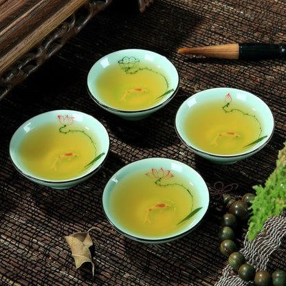 Skanto | Hand-Painted Ceramic Bowls | Traditional Chinese Lotus Design