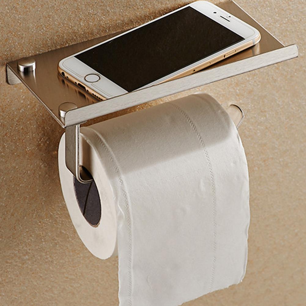 Stainless Steel Toilet Paper Holder with Shelf | Skanto