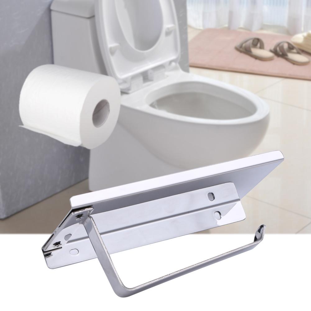 Stainless Steel Toilet Paper Holder with Shelf | Skanto
