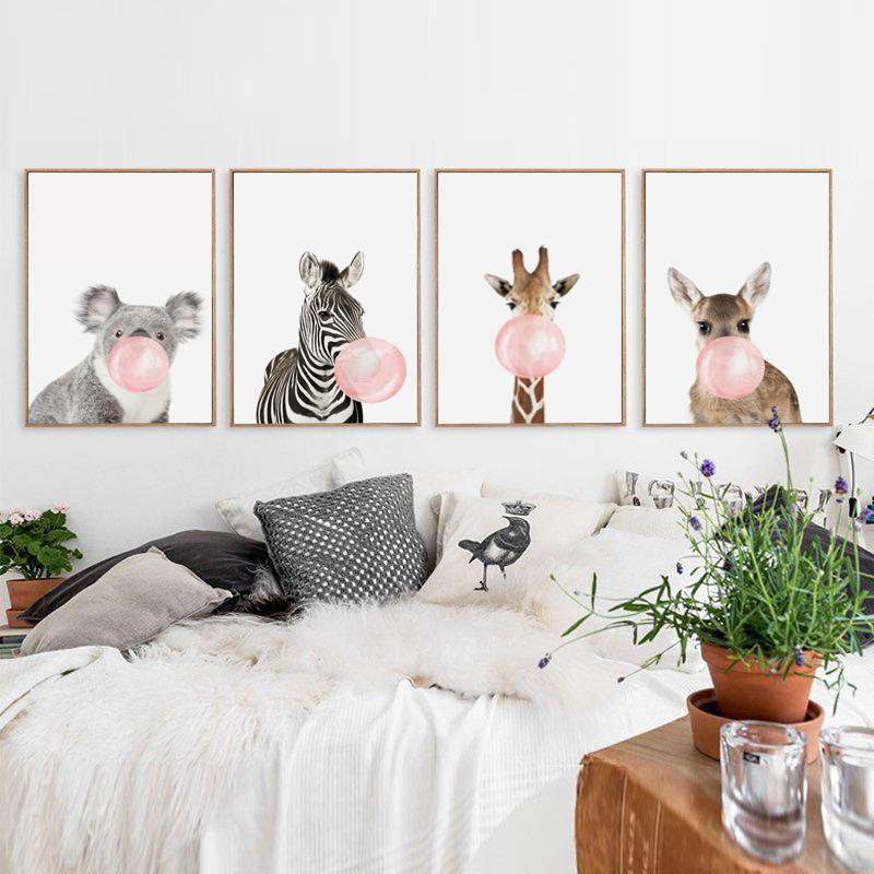 BowLift | Animals Bubble Gum Canvas Wall Art