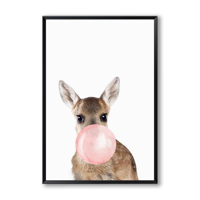 BowLift | Animals Bubble Gum Canvas Wall Art