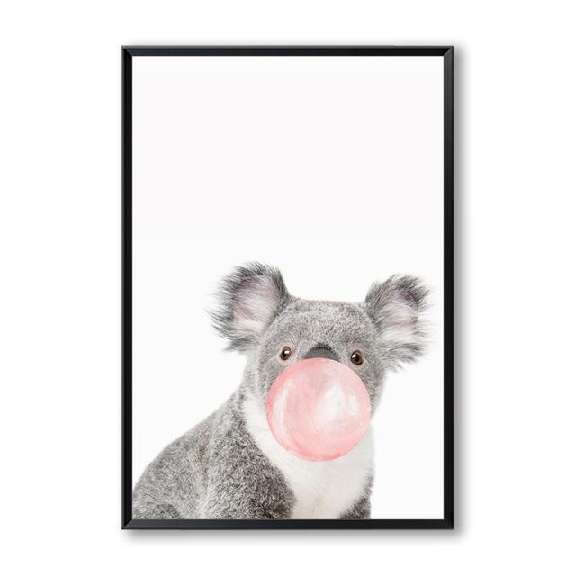BowLift | Animals Bubble Gum Canvas Wall Art