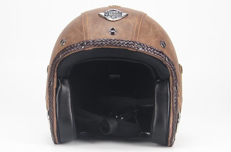 Skanto | Retro Vintage Open Face Motorcycle Helmet With Goggles