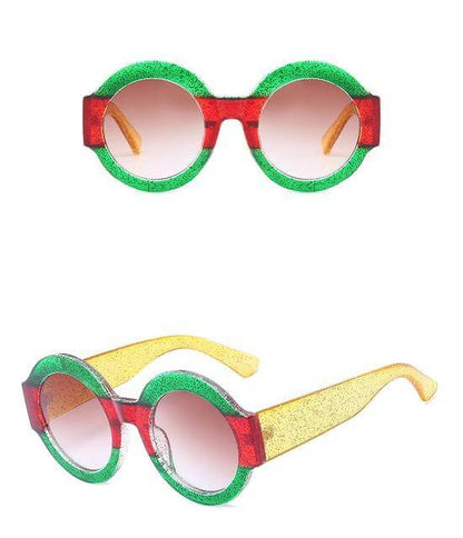BowLift | Designer Red Green Black Circle Sun Glasses