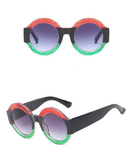 BowLift | Designer Red Green Black Circle Sun Glasses