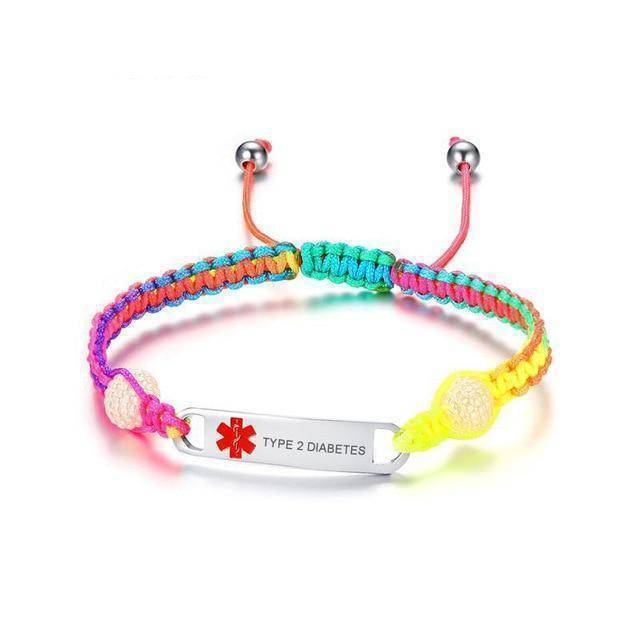 Skanto | Kids Rainbow Medical Alert ID Bracelet - Type 1 Diabetes, Type 2 Diabetes