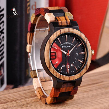 BowLift | Wooden Mens Watch Men Date Display in Wood Gift Box