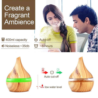 Skanto | Wood Grain Electric Humidifier Ultrasonic Essential Oil Diffuser