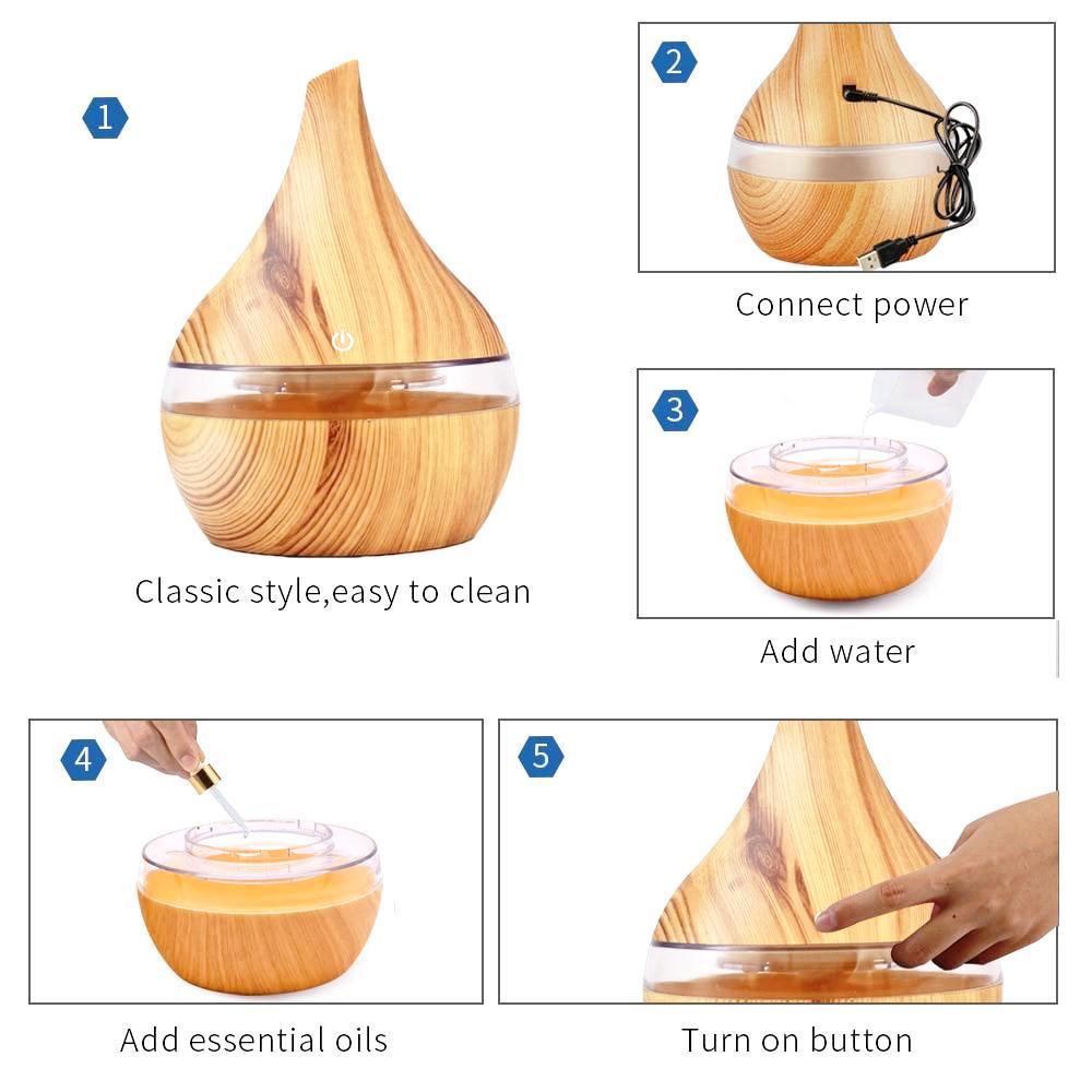 Skanto | Wood Grain Electric Humidifier Ultrasonic Essential Oil Diffuser