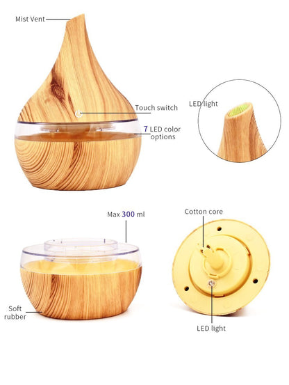 Skanto | Wood Grain Electric Humidifier Ultrasonic Essential Oil Diffuser