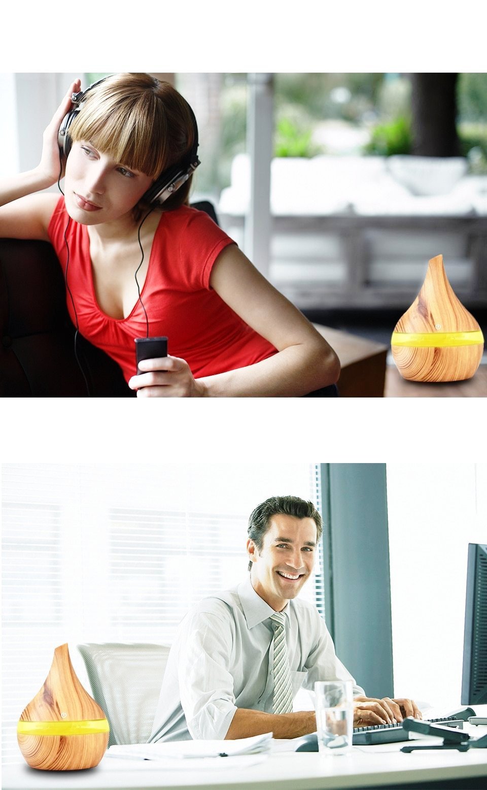Skanto | Wood Grain Electric Humidifier Ultrasonic Essential Oil Diffuser