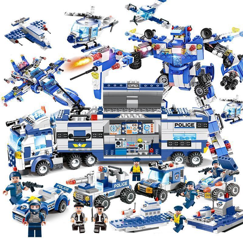 Skanto | 8-in-1 Police SWAT Robot Aircraft Building Blocks