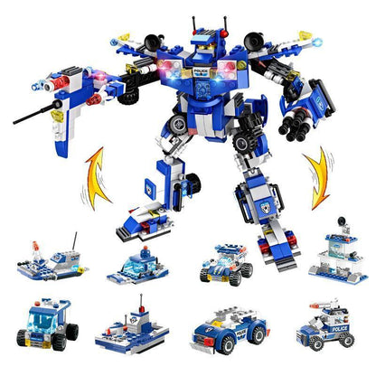 Skanto | 8-in-1 Police SWAT Robot Aircraft Building Blocks