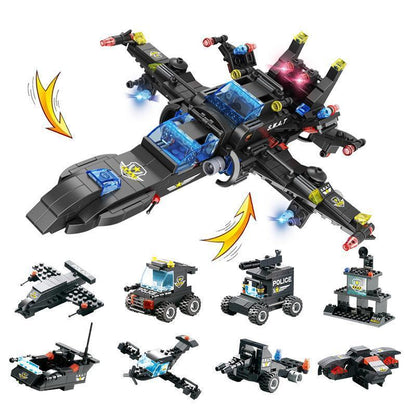 Skanto | 8-in-1 Police SWAT Robot Aircraft Building Blocks