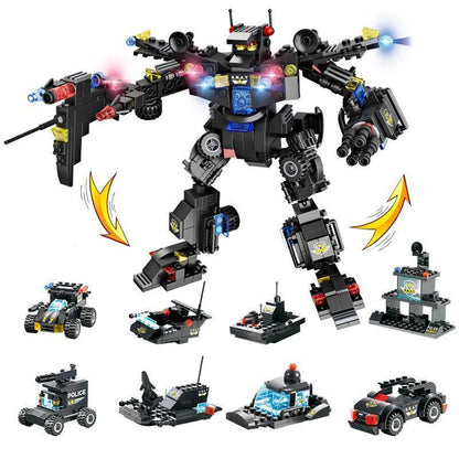 Skanto | 8-in-1 Police SWAT Robot Aircraft Building Blocks