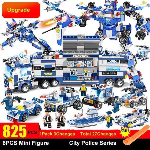 Skanto | 8-in-1 Police SWAT Robot Aircraft Building Blocks