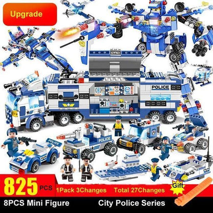 Skanto | 8-in-1 Police SWAT Robot Aircraft Building Blocks