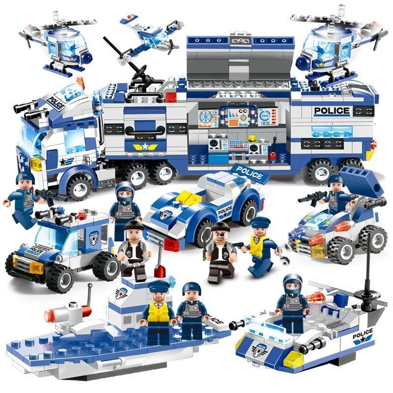 Skanto | 8 In 1 Police Car Station Building Block Series SWAT Toy Gift for Kids