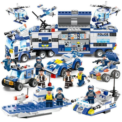 Skanto | 8 In 1 Police Car Station Building Block Series SWAT Toy Gift for Kids
