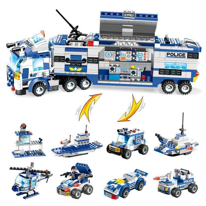 Skanto | 8 In 1 Police Car Station Building Block Series SWAT Toy Gift for Kids