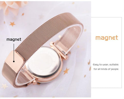 BowLift | Fashionable Unique Mesh Magnet Buckle Exotic Starry Diamond Designer Luxury Ladies  Women Watch