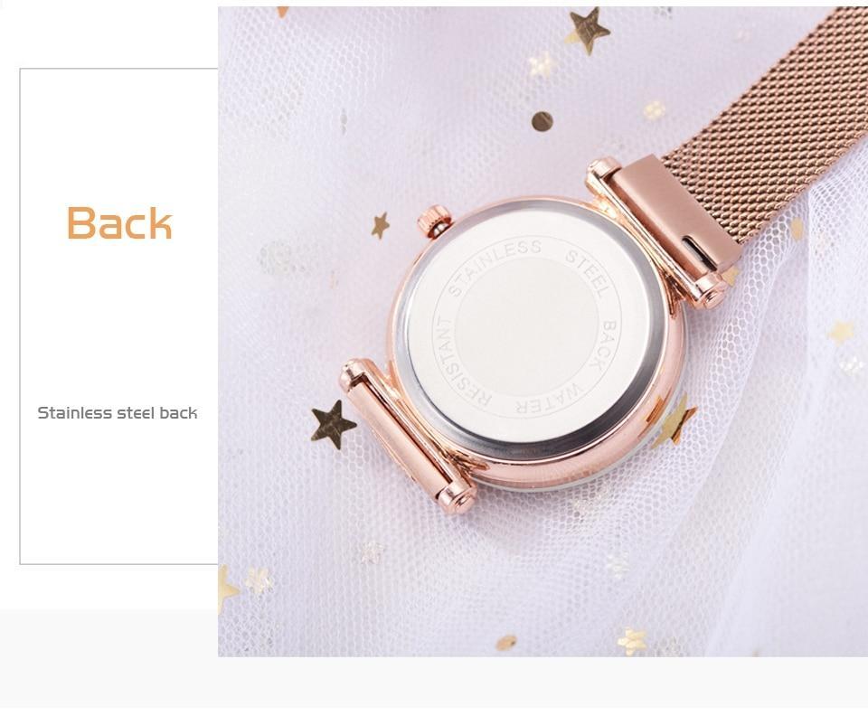 BowLift | Fashionable Unique Mesh Magnet Buckle Exotic Starry Diamond Designer Luxury Ladies  Women Watch
