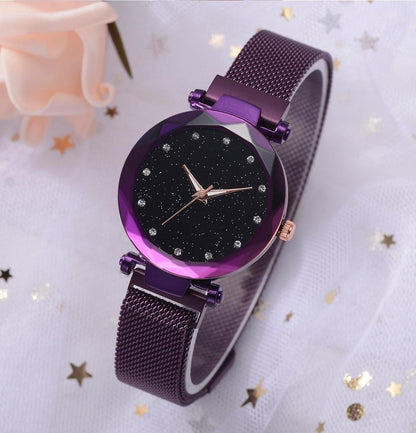 BowLift | Fashionable Unique Mesh Magnet Buckle Exotic Starry Diamond Designer Luxury Ladies  Women Watch