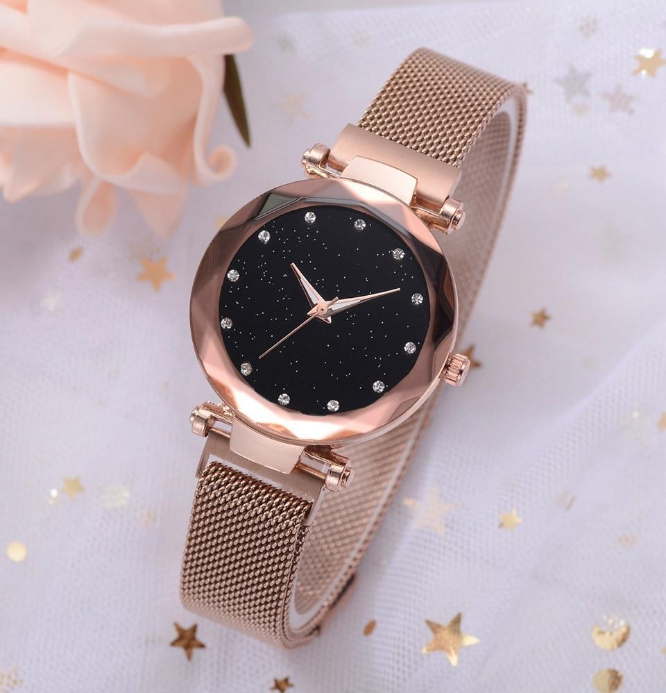 BowLift | Fashionable Unique Mesh Magnet Buckle Exotic Starry Diamond Designer Luxury Ladies  Women Watch