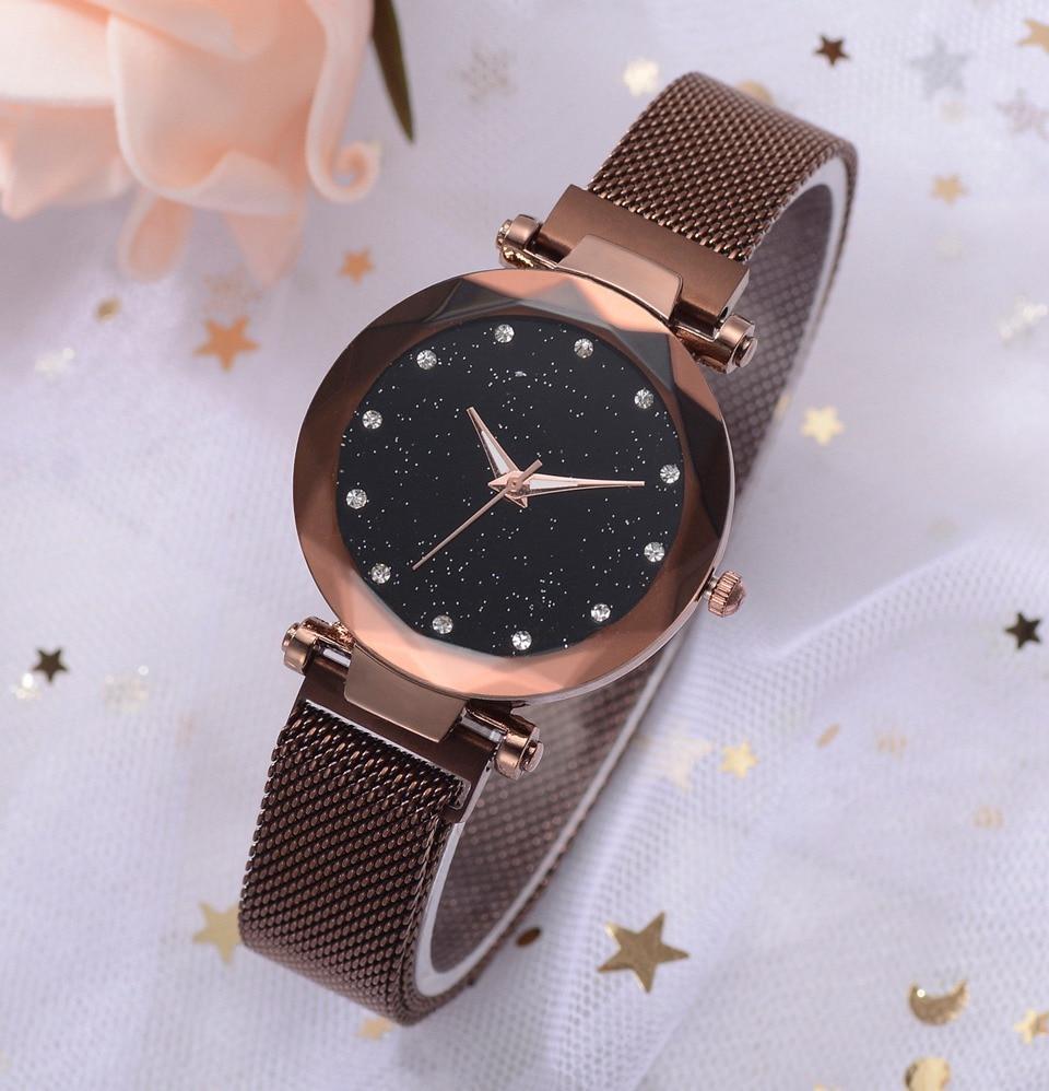 BowLift | Fashionable Unique Mesh Magnet Buckle Exotic Starry Diamond Designer Luxury Ladies  Women Watch