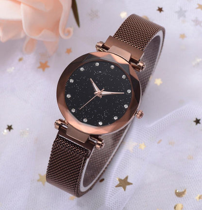 BowLift | Fashionable Unique Mesh Magnet Buckle Exotic Starry Diamond Designer Luxury Ladies  Women Watch