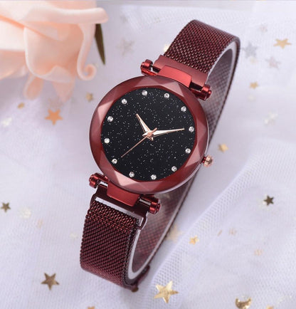 BowLift | Fashionable Unique Mesh Magnet Buckle Exotic Starry Diamond Designer Luxury Ladies  Women Watch