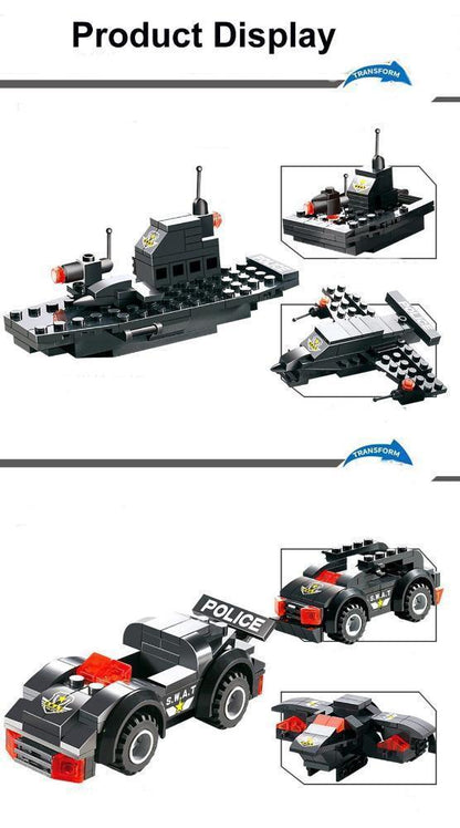Skanto | 8-in-1 Police SWAT Robot Aircraft Building Blocks