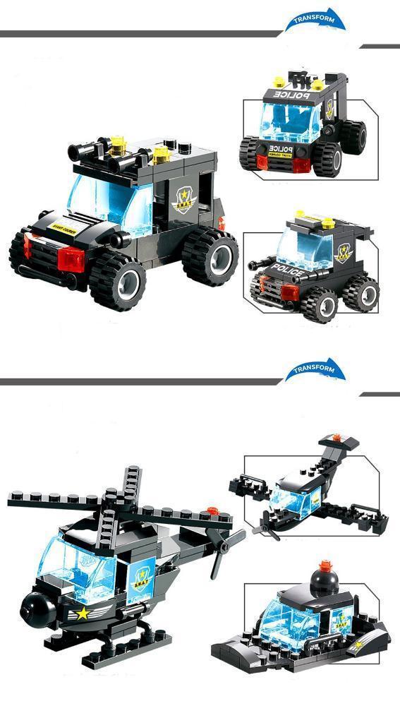 Skanto | 8-in-1 Police SWAT Robot Aircraft Building Blocks