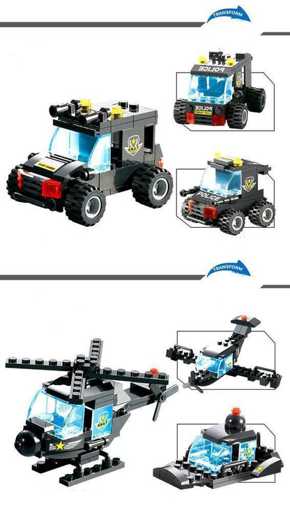 Skanto | 8-in-1 Police SWAT Robot Aircraft Building Blocks