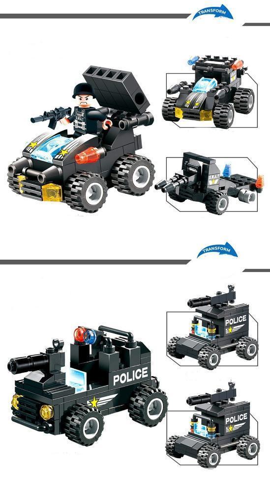 Skanto | 8-in-1 Police SWAT Robot Aircraft Building Blocks