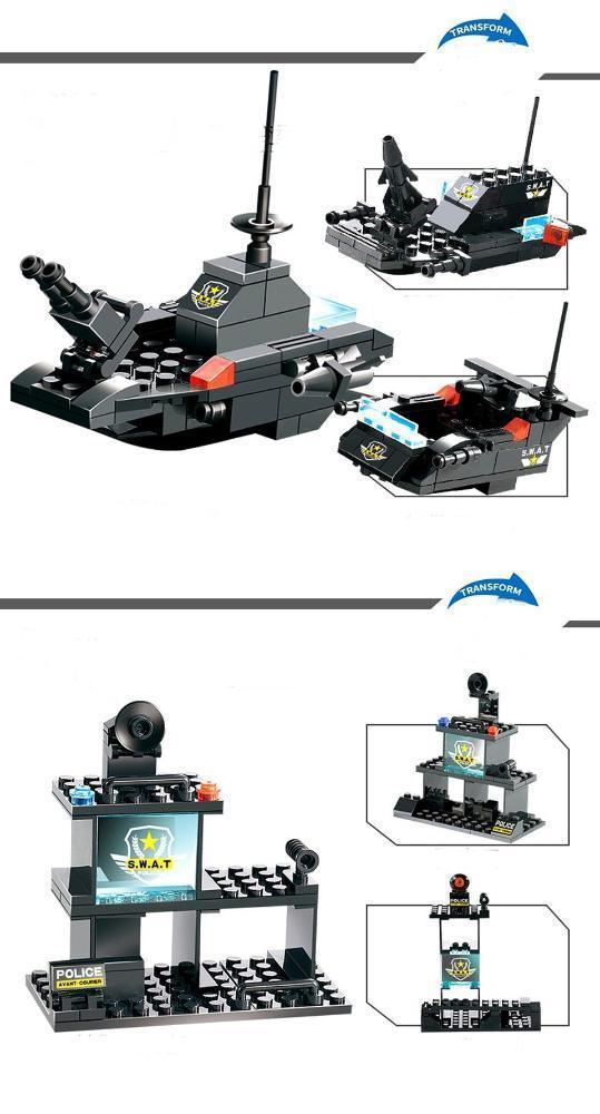 Skanto | 8-in-1 Police SWAT Robot Aircraft Building Blocks