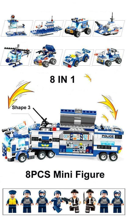 Skanto | 8-in-1 Police SWAT Robot Aircraft Building Blocks
