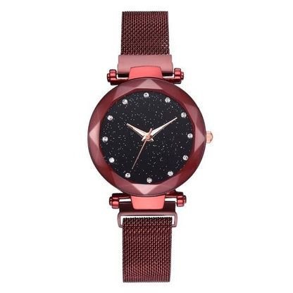 Kalsten | Fashionable Unique Mesh Magnet Buckle Exotic Starry Diamond Designer Luxury Ladies  Women Watch