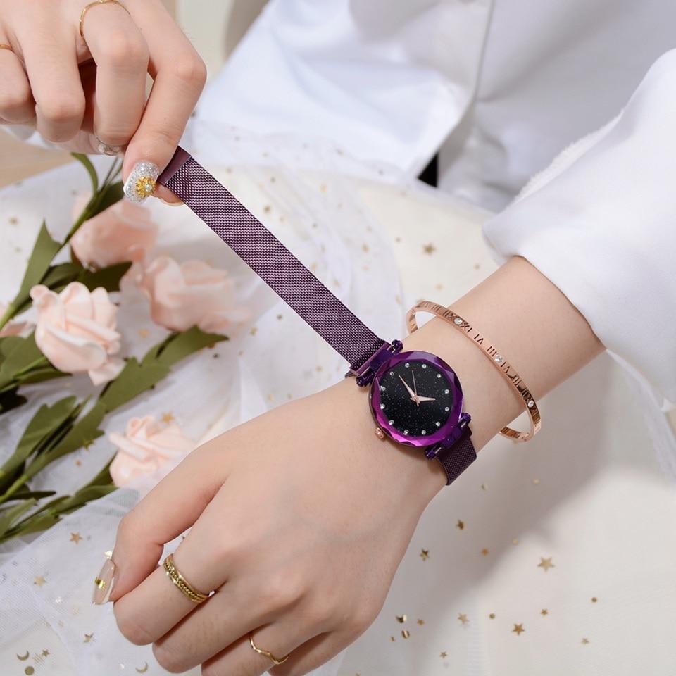 BowLift | Fashionable Unique Mesh Magnet Buckle Exotic Starry Diamond Designer Luxury Ladies  Women Watch