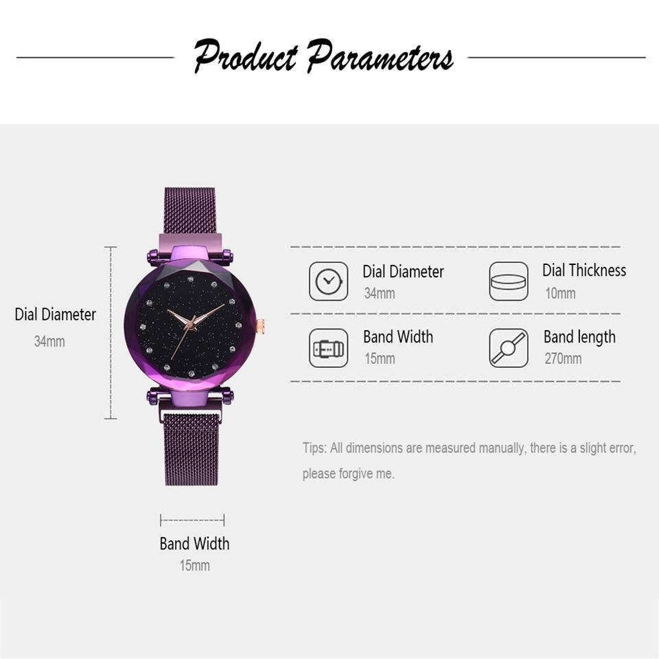 BowLift | Fashionable Unique Mesh Magnet Buckle Exotic Starry Diamond Designer Luxury Ladies  Women Watch