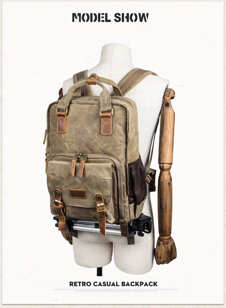 Skanto | Waterproof Waxed Canvas Camera Backpack