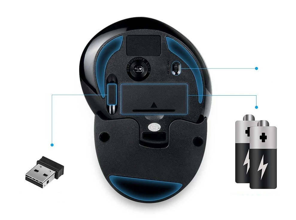 Ergonomic Vertical Wireless 6 Button Mouse | Bowlift