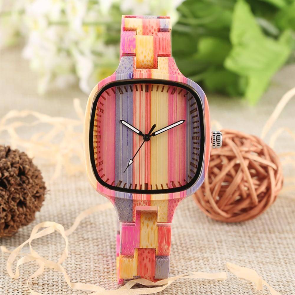 BowLift | Colorful Bamboo Wooden Watch - Bracelet-style Wristwatch