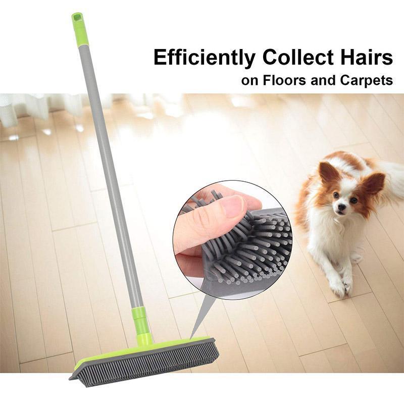 Brehn | Broom with natural rubber squeegee, for multiple surfaces and for removing pet hair
