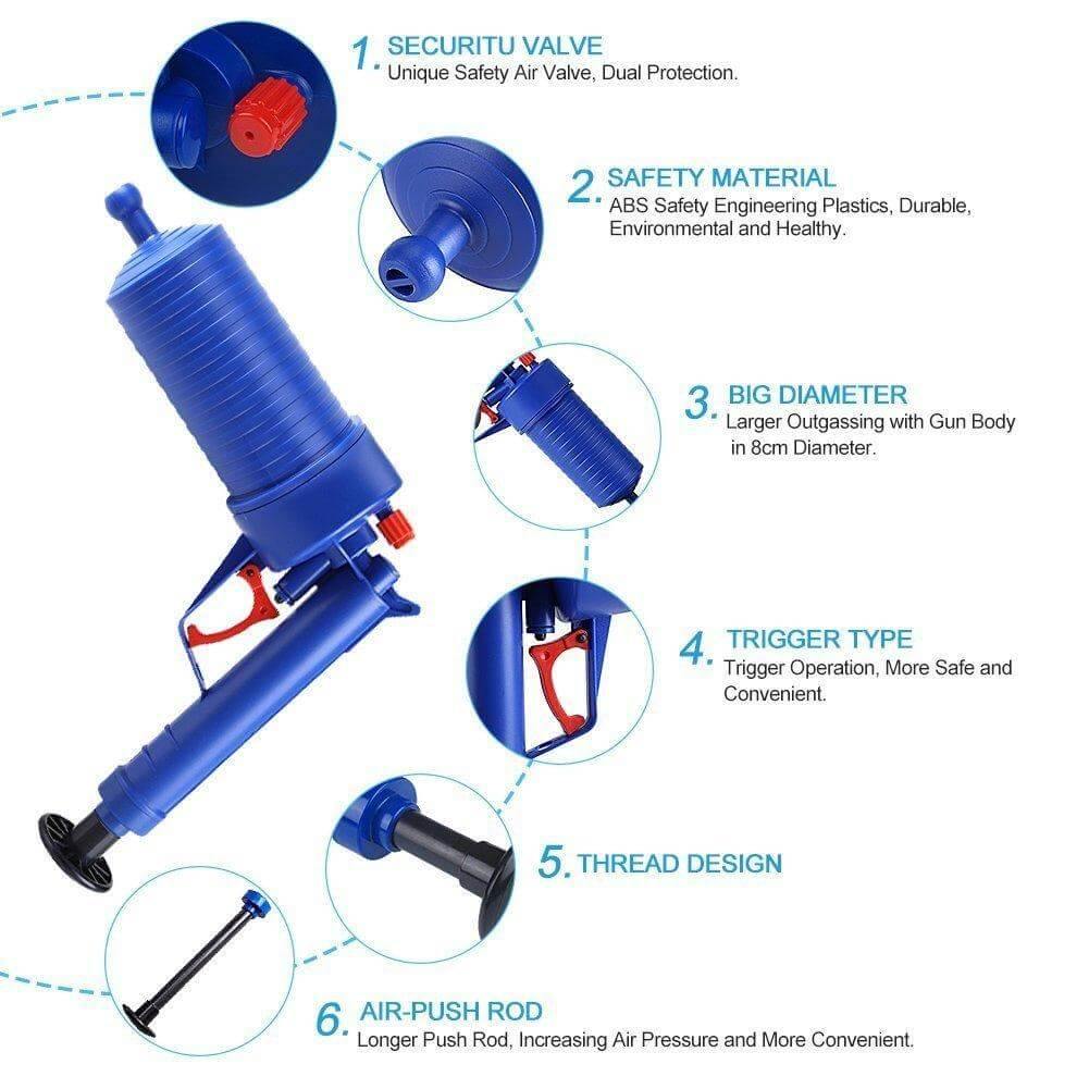 Skanto | High-Pressure Drain Cleaner | Air Pressure Pipe Cleaner | Blue